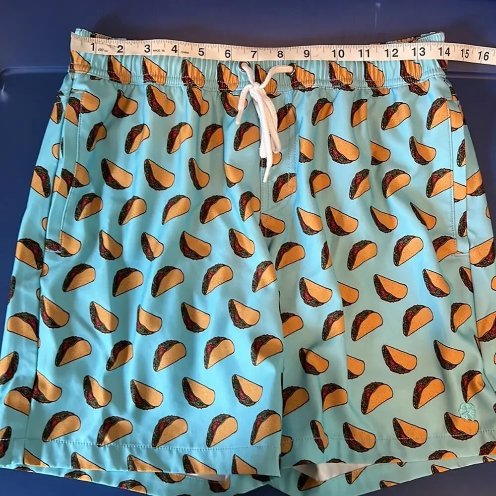 Lucky Brand Saturday Stretch Polyester Blend Blue Taco Swim Trunks